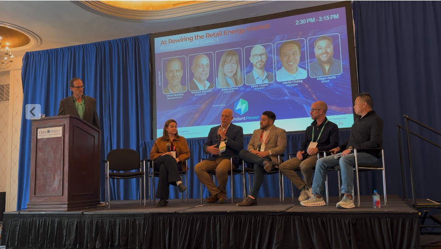 The AI: Rewiring the Retail Energy Market panel on stage at EMC26, Omni Shoreham, Washington DC